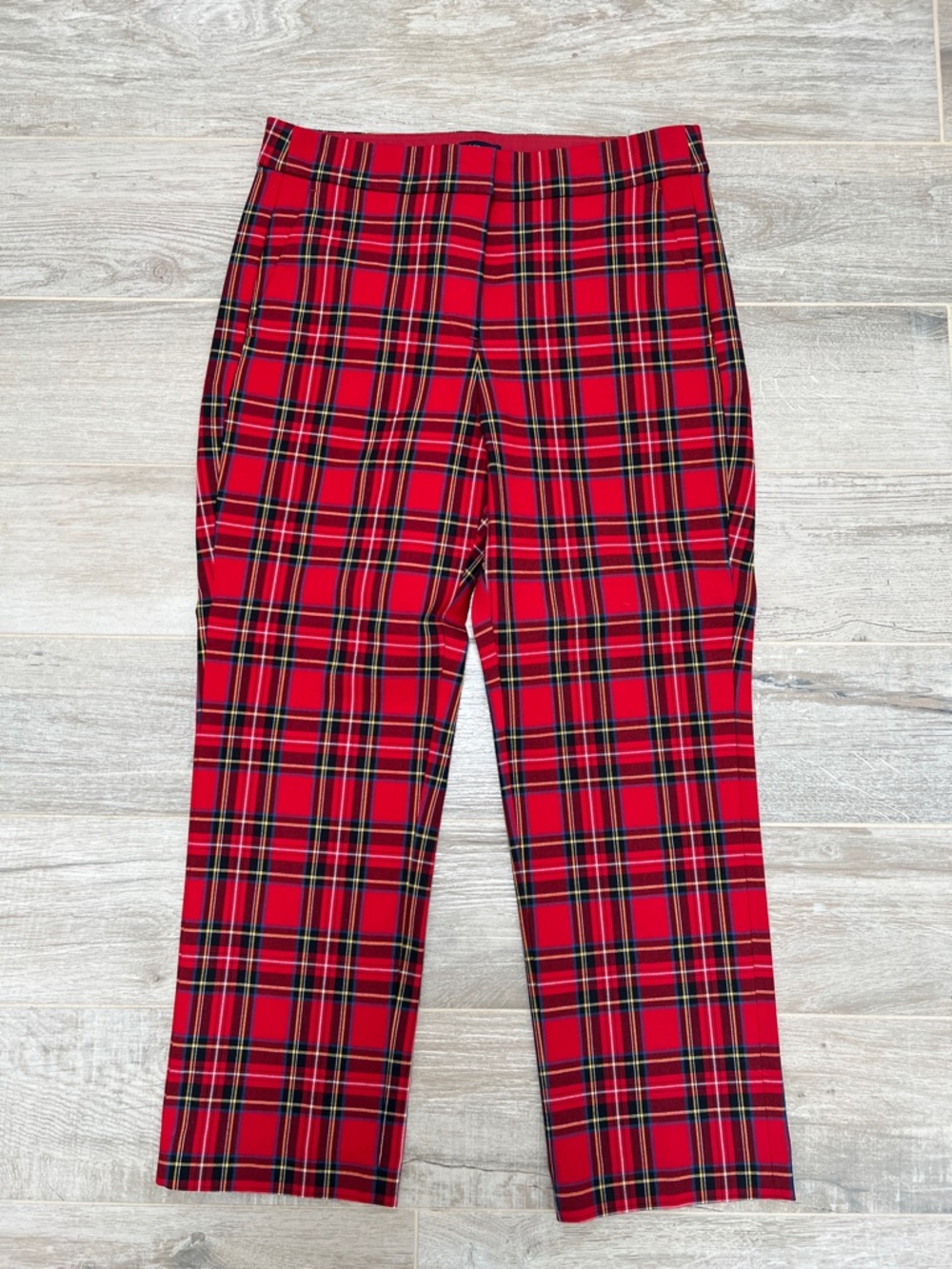 JCREW Factory Red Plaid Straight-Leg Pants